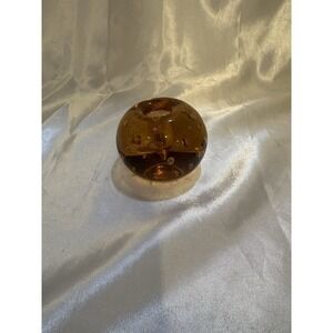 Handblown Glass Paperweight Pen Holder Amber Color Bellicante throughout Vtg